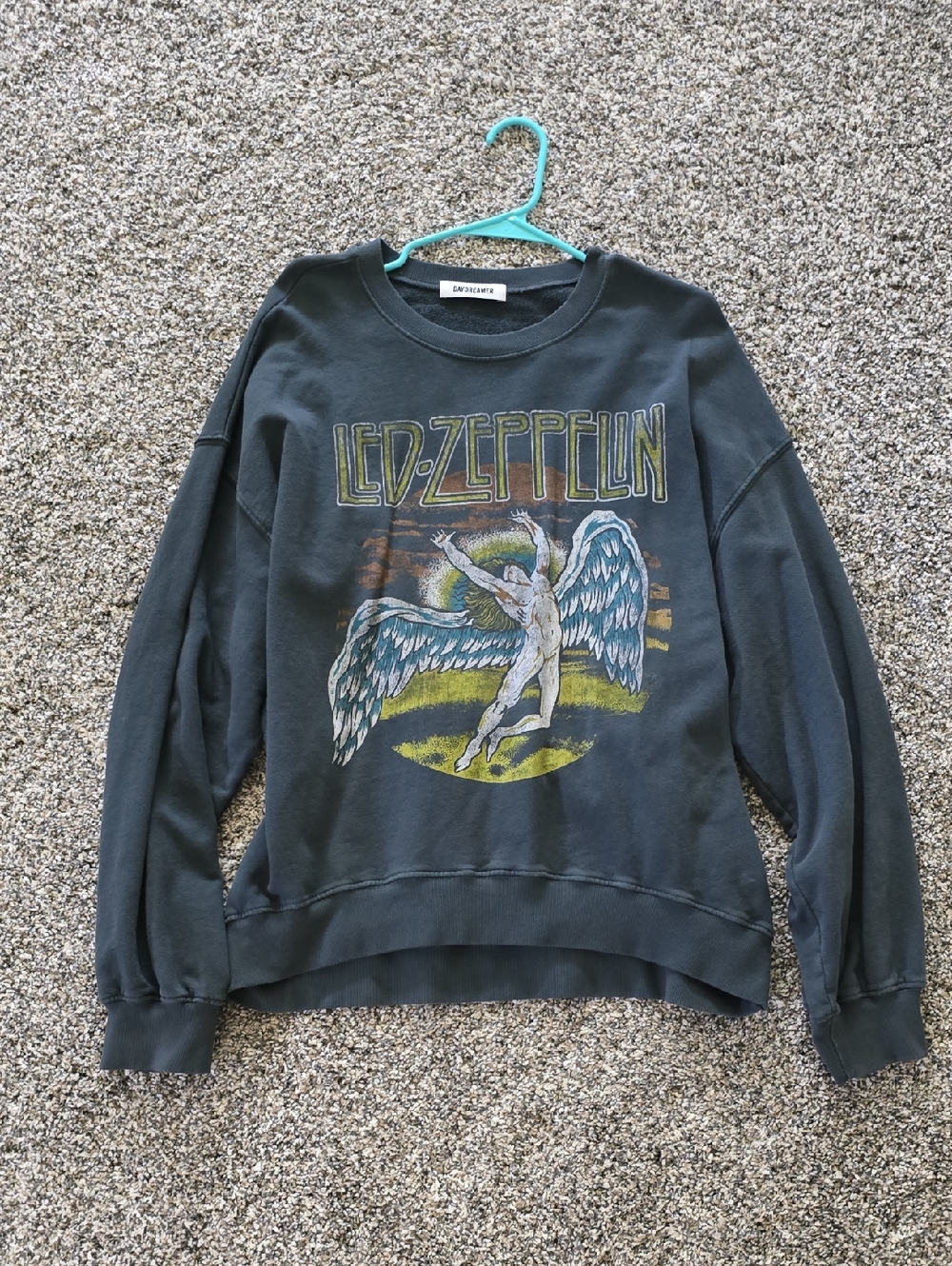 Daydreamer Led Zeppelin Graphic Crewneck - Black with Blue and Yellow Artwork